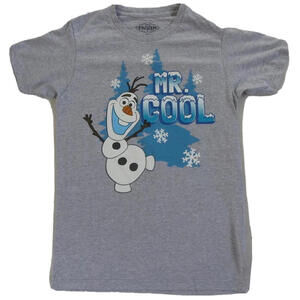 Disney Frozen Olaf Mr. Cool Men's Women's Crew Neck Gray T Shirt Small